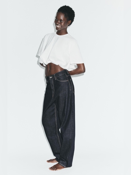 Zara Denim - Zara Horseshoe Barrel Jeans | Dark Indigo Denim | High Rise